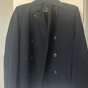 ARMANI EXCHANGE 💥 Wool Peacoat with Buckle Collar, dark Navy  large